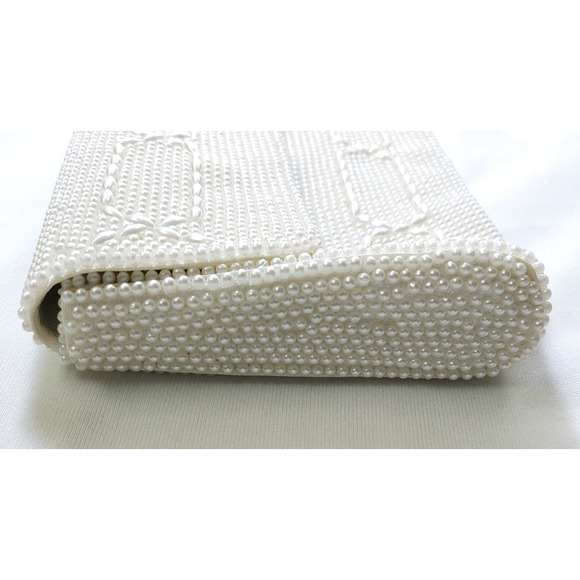 Vintage Beaded Ivory Clutch Purse Formal Evening, Weddings-Bride Japan Pre-Owned - Picture 7 of 16